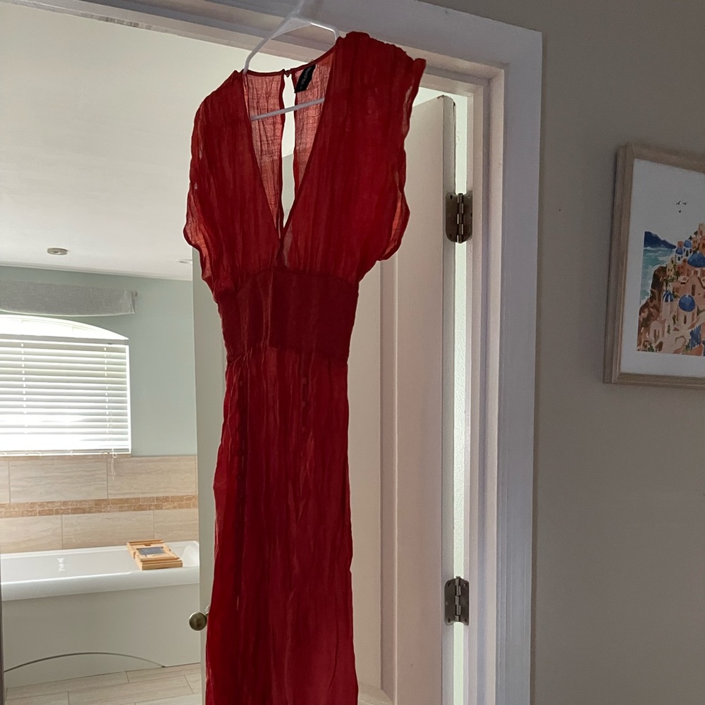 MINKPINK rust orange slit dress